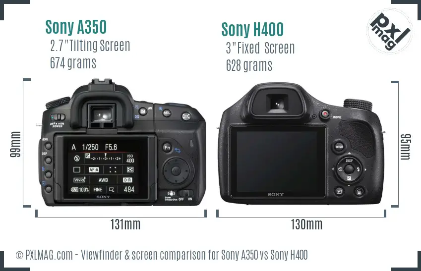 Sony A350 vs Sony H400 Screen and Viewfinder comparison