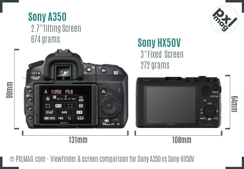 Sony A350 vs Sony HX50V Screen and Viewfinder comparison