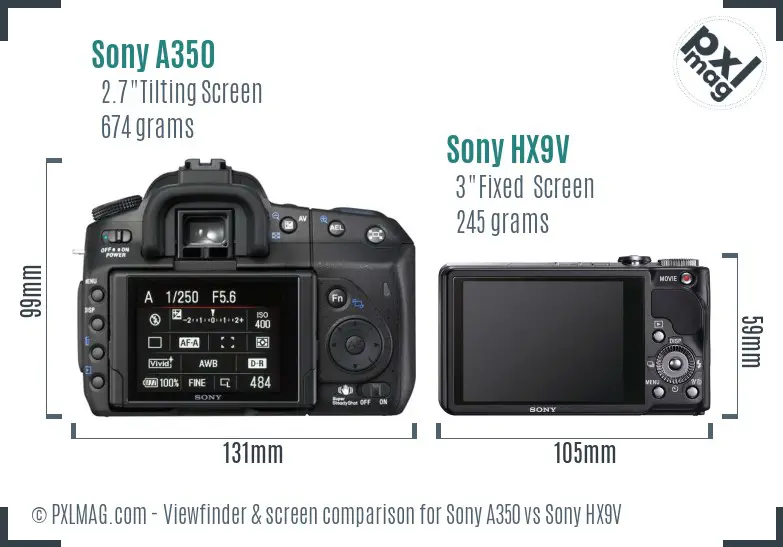 Sony A350 vs Sony HX9V Screen and Viewfinder comparison