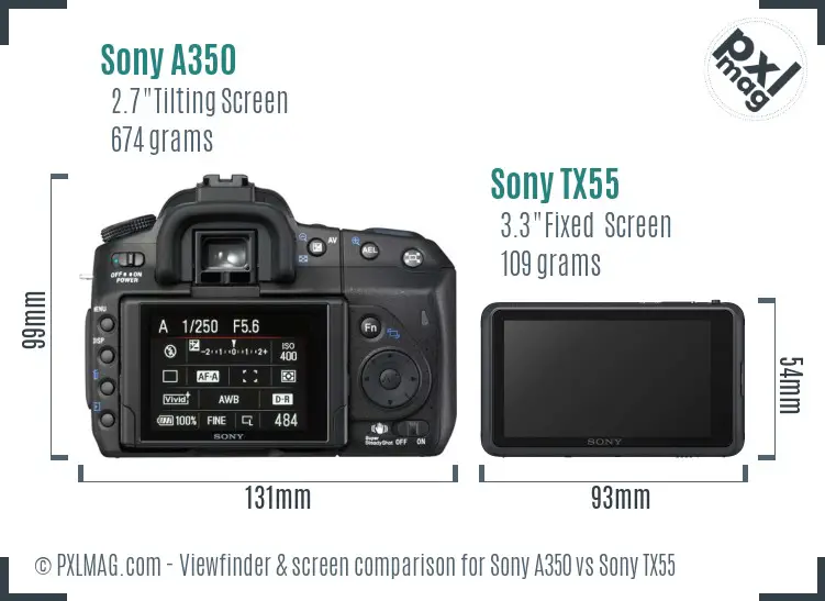 Sony A350 vs Sony TX55 Screen and Viewfinder comparison