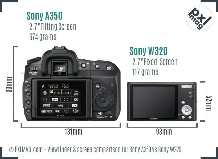 Sony A350 vs Sony W320 Screen and Viewfinder comparison