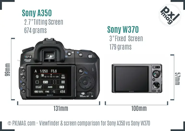 Sony A350 vs Sony W370 Screen and Viewfinder comparison