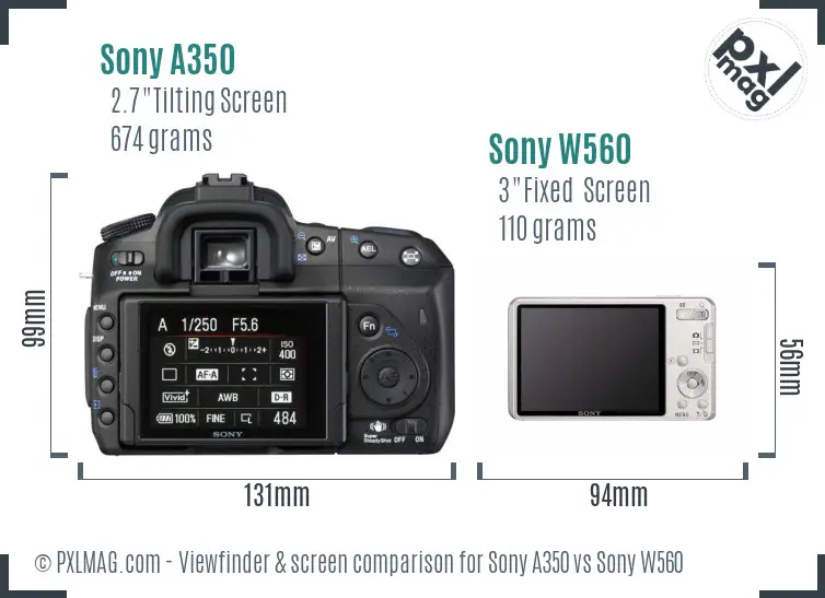 Sony A350 vs Sony W560 Screen and Viewfinder comparison