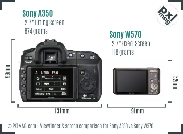 Sony A350 vs Sony W570 Screen and Viewfinder comparison
