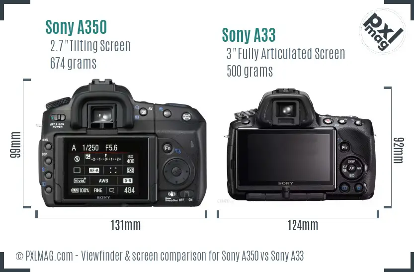 Sony A350 vs Sony A33 Screen and Viewfinder comparison