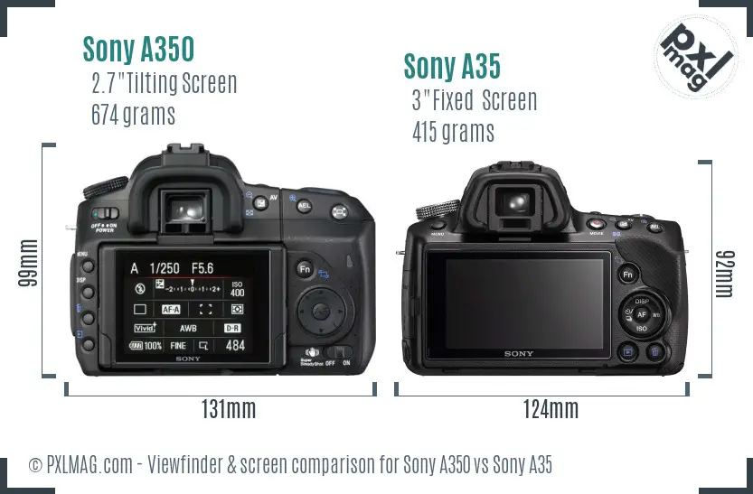 Sony A350 vs Sony A35 Screen and Viewfinder comparison