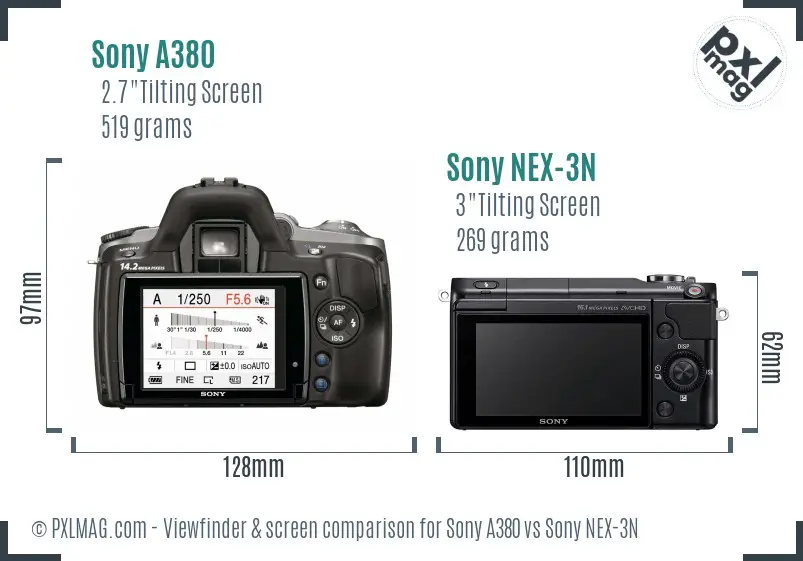 Sony A380 vs Sony NEX-3N Screen and Viewfinder comparison