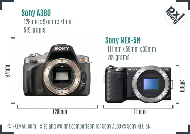 Sony A380 vs Sony NEX-5N size comparison