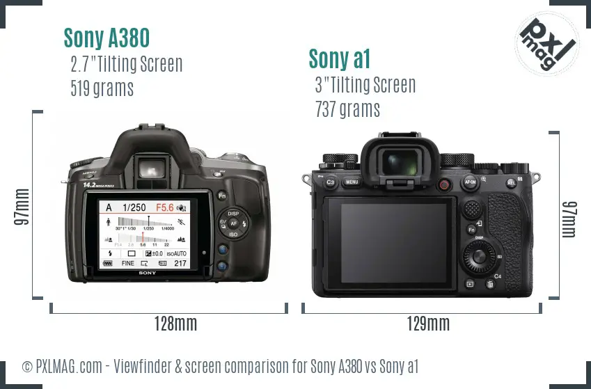 Sony A380 vs Sony a1 Screen and Viewfinder comparison
