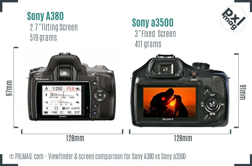 Sony A380 vs Sony a3500 Screen and Viewfinder comparison