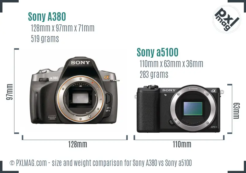 Sony A380 vs Sony a5100 size comparison Sony A380 vs Sony a5100 size comparison
