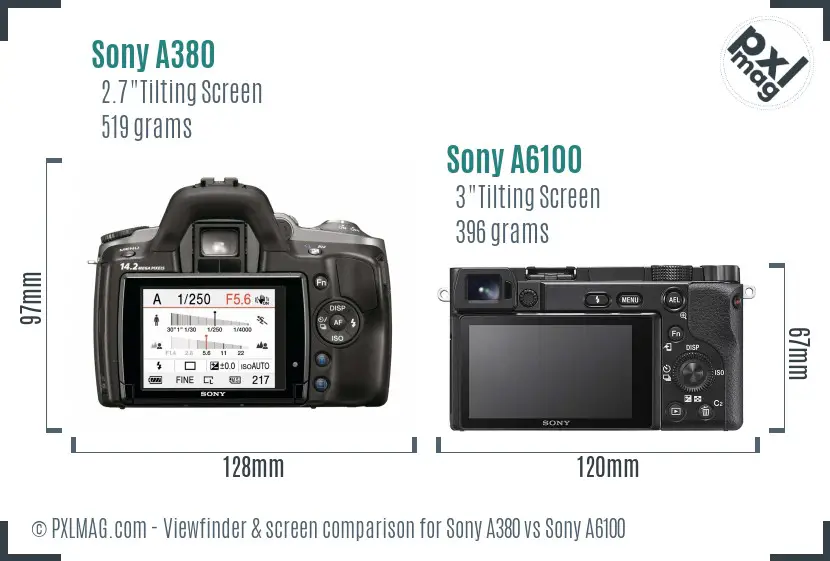 Sony A380 vs Sony A6100 Screen and Viewfinder comparison