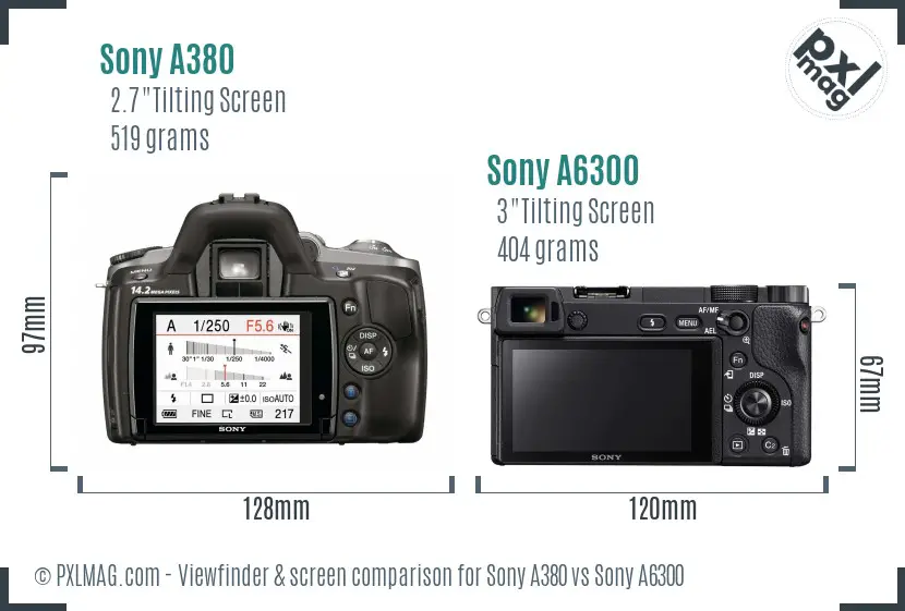 Sony A380 vs Sony A6300 Screen and Viewfinder comparison