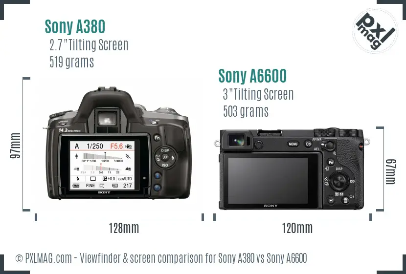Sony A380 vs Sony A6600 Screen and Viewfinder comparison