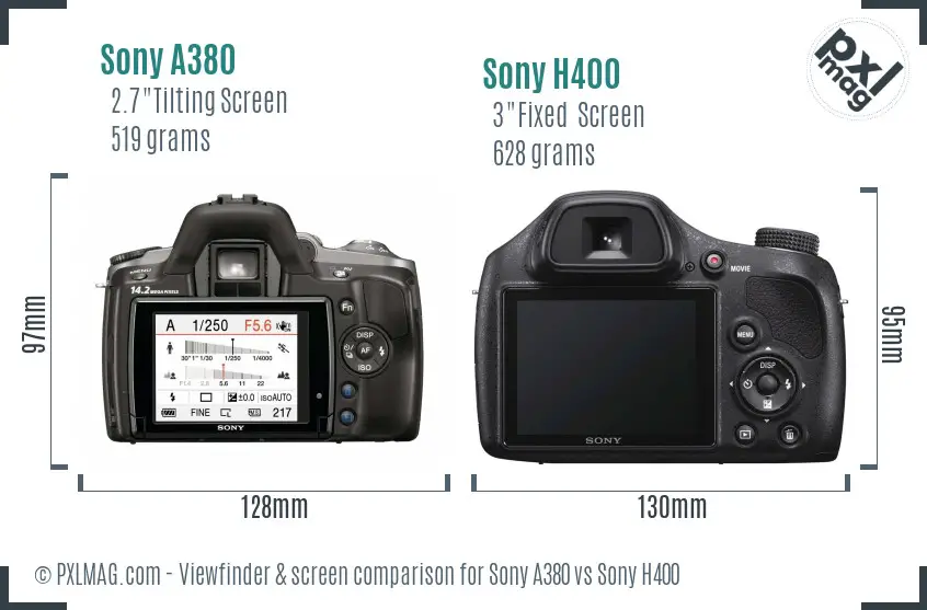 Sony A380 vs Sony H400 Screen and Viewfinder comparison