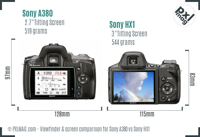 Sony A380 vs Sony HX1 Screen and Viewfinder comparison