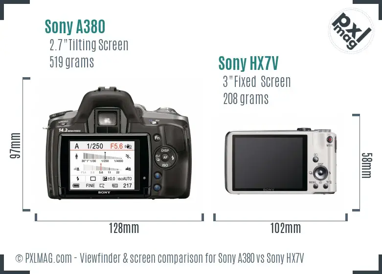 Sony A380 vs Sony HX7V Screen and Viewfinder comparison