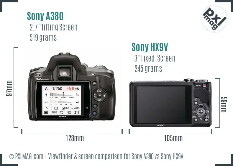 Sony A380 vs Sony HX9V Screen and Viewfinder comparison