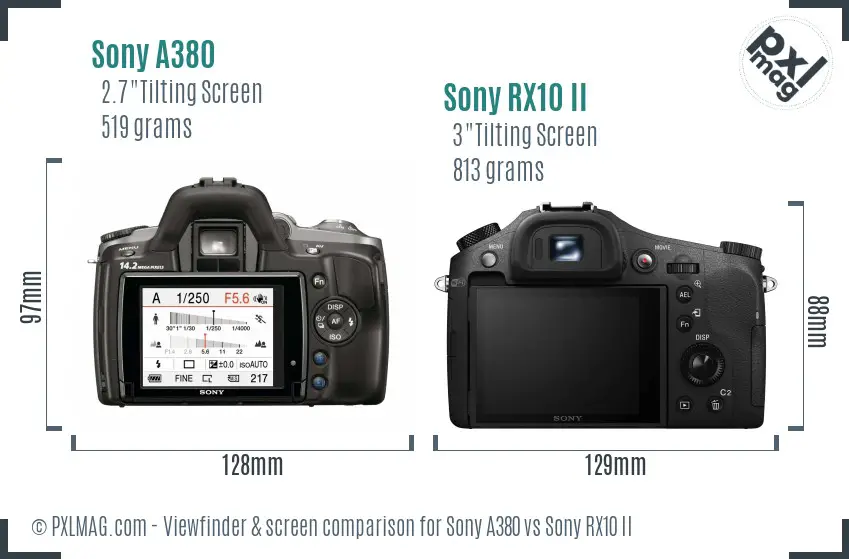 Sony A380 vs Sony RX10 II Screen and Viewfinder comparison