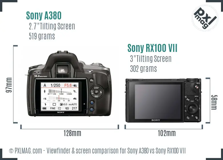 Sony A380 vs Sony RX100 VII Screen and Viewfinder comparison
