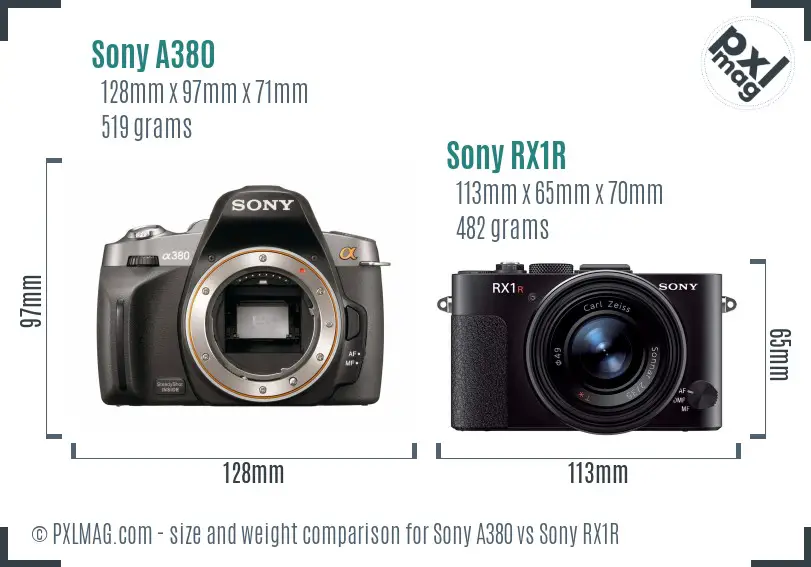 Sony A380 vs Sony RX1R size comparison