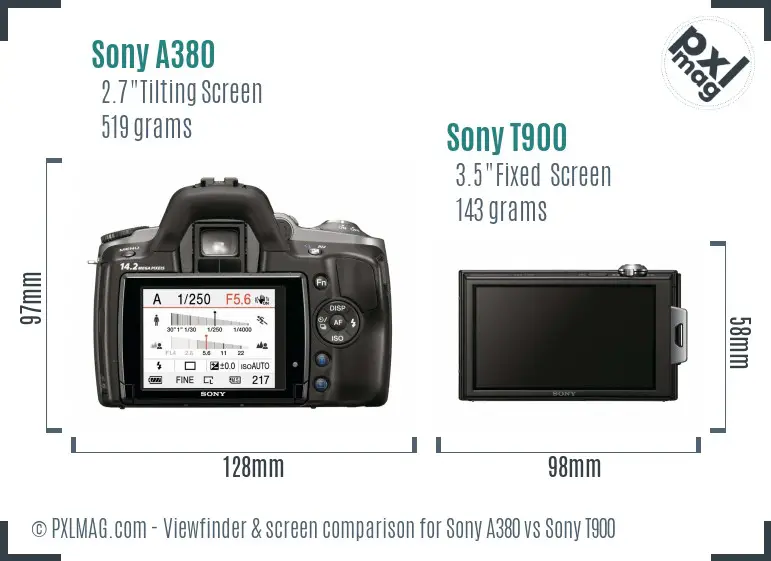 Sony A380 vs Sony T900 Screen and Viewfinder comparison