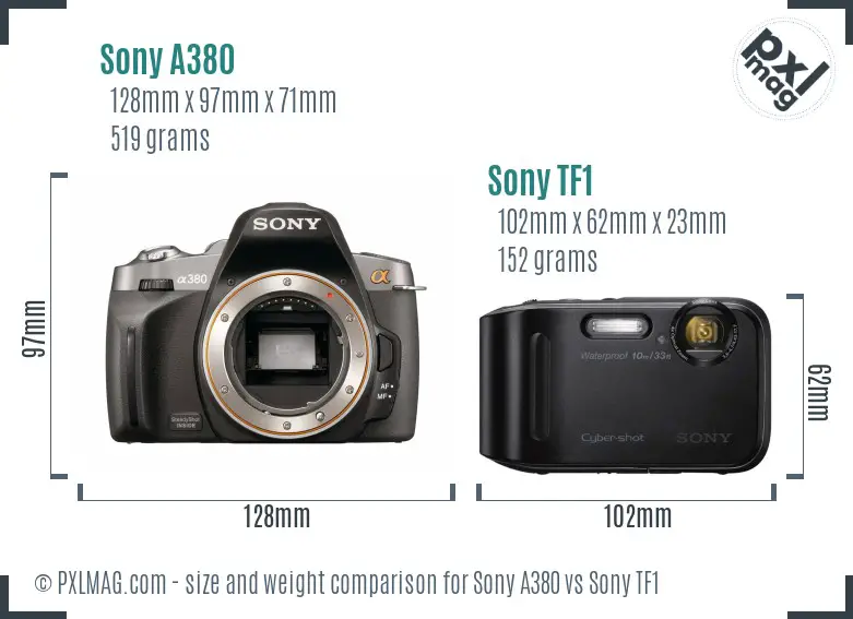 Sony A380 vs Sony TF1 size comparison