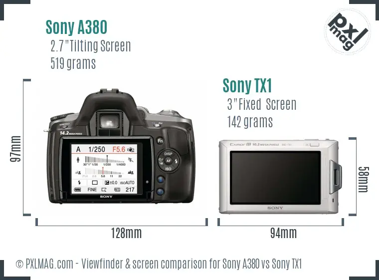 Sony A380 vs Sony TX1 Screen and Viewfinder comparison