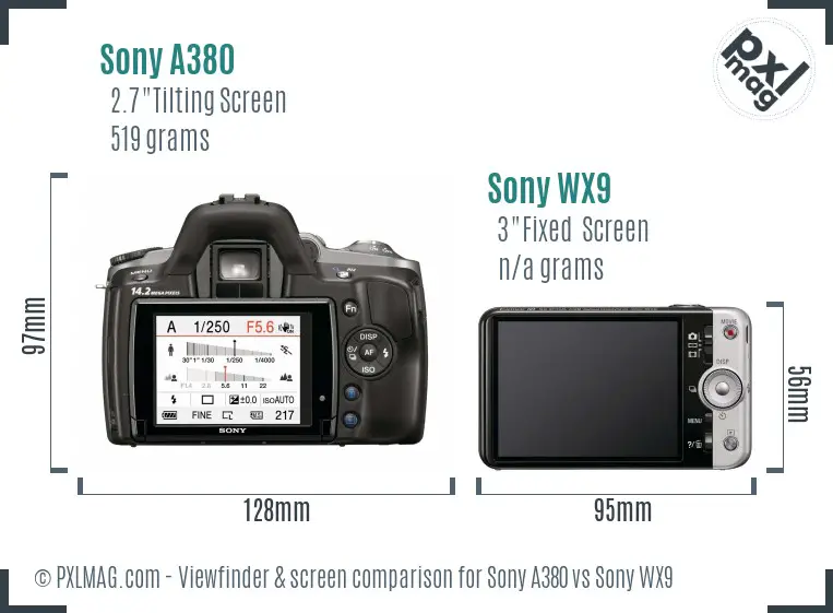 Sony A380 vs Sony WX9 Screen and Viewfinder comparison