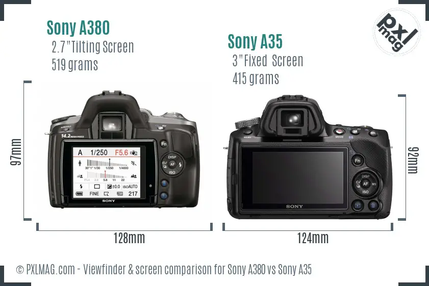 Sony A380 vs Sony A35 Screen and Viewfinder comparison