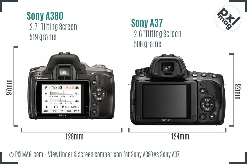 Sony A380 vs Sony A37 Screen and Viewfinder comparison