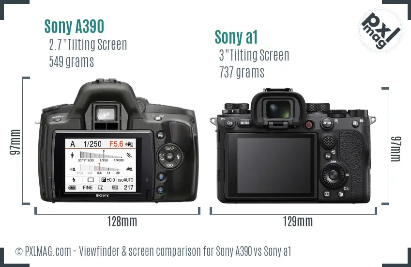 Sony A390 vs Sony a1 Screen and Viewfinder comparison