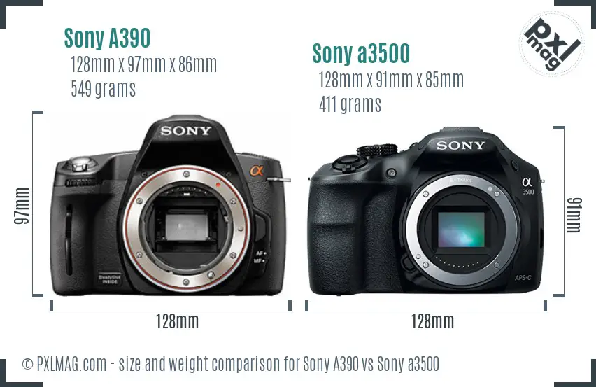 Sony A390 vs Sony a3500 size comparison Sony A390 vs Sony a3500 size comparison