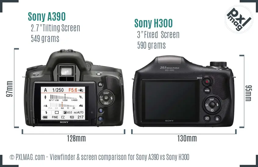 Sony A390 vs Sony H300 Screen and Viewfinder comparison