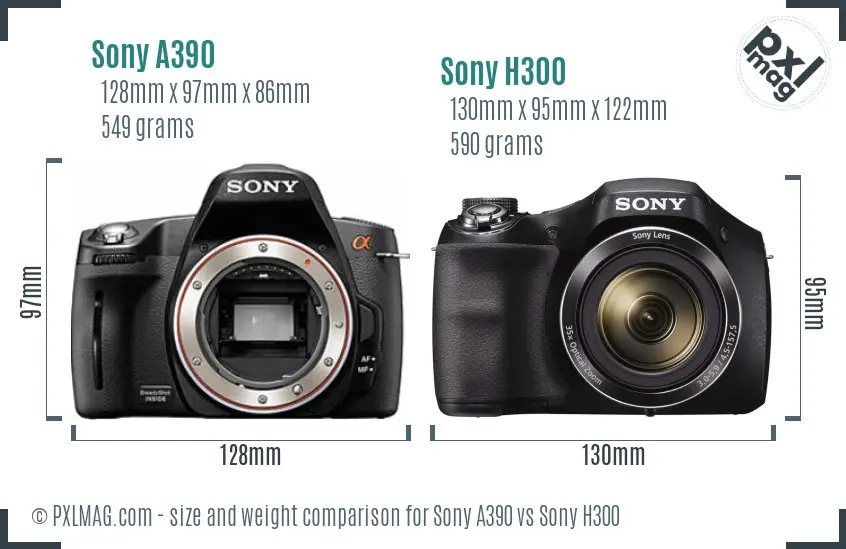 Sony A390 vs Sony H300 size comparison