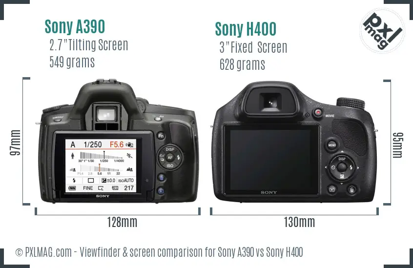 Sony A390 vs Sony H400 Screen and Viewfinder comparison