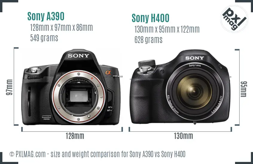 Sony A390 vs Sony H400 size comparison