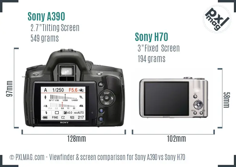 Sony A390 vs Sony H70 Screen and Viewfinder comparison
