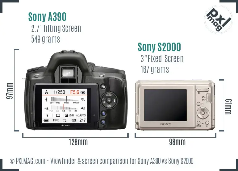 Sony A390 vs Sony S2000 Screen and Viewfinder comparison