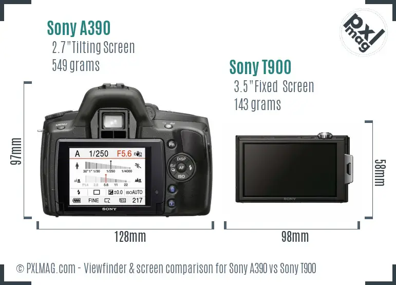 Sony A390 vs Sony T900 Screen and Viewfinder comparison