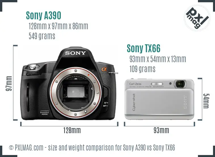 Sony A390 vs Sony TX66 size comparison