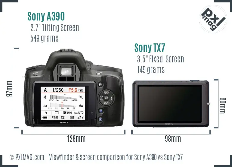Sony A390 vs Sony TX7 Screen and Viewfinder comparison