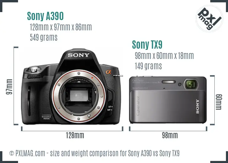 Sony A390 vs Sony TX9 size comparison