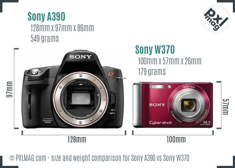 Sony A390 vs Sony W370 size comparison