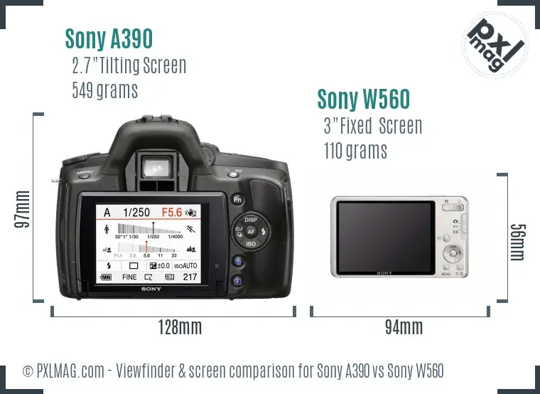 Sony A390 vs Sony W560 Screen and Viewfinder comparison