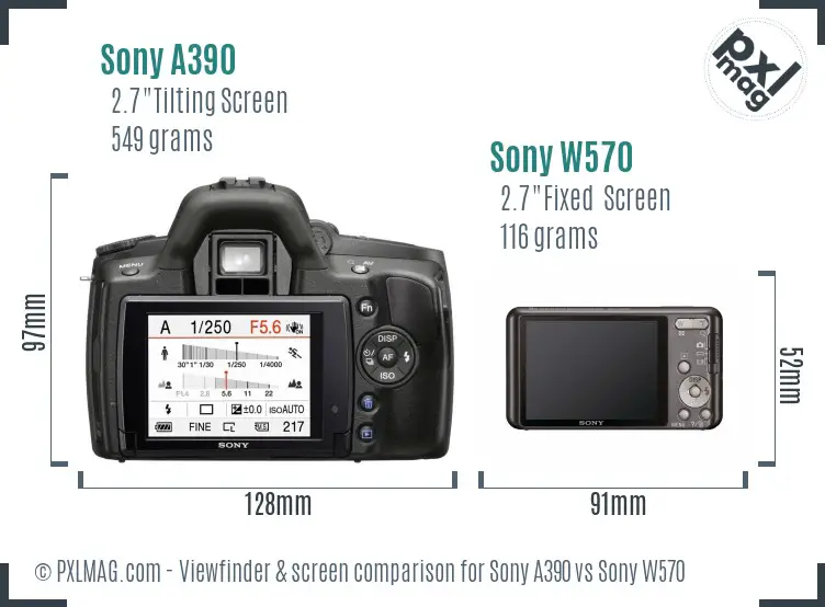 Sony A390 vs Sony W570 Screen and Viewfinder comparison