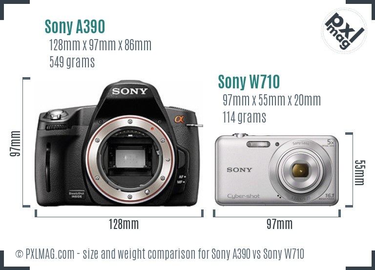 Sony A390 vs Sony W710 size comparison