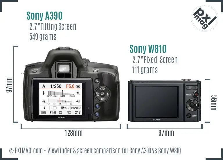 Sony A390 vs Sony W810 Screen and Viewfinder comparison