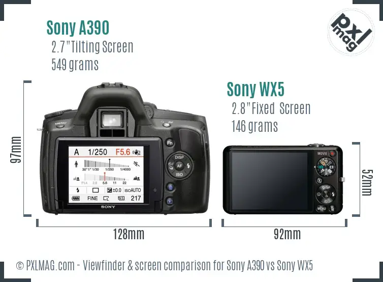Sony A390 vs Sony WX5 Screen and Viewfinder comparison