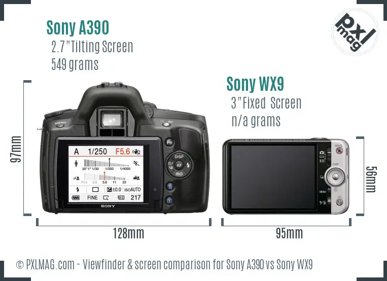 Sony A390 vs Sony WX9 Screen and Viewfinder comparison